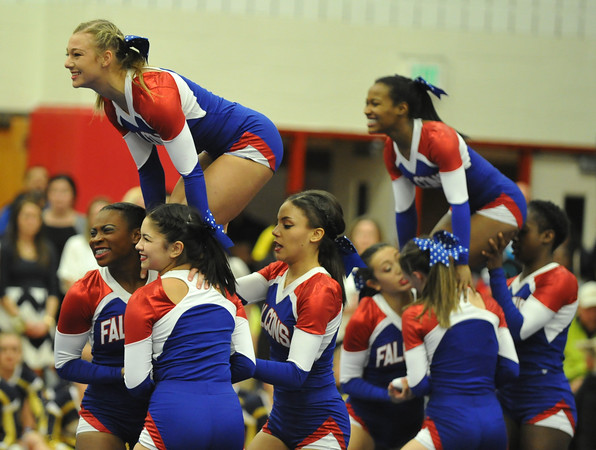 HIGH FLIERS: Rochester's competitive cheer team is the defending Division 1 state champion. Courtesy Photo | Rochester High School Athletics